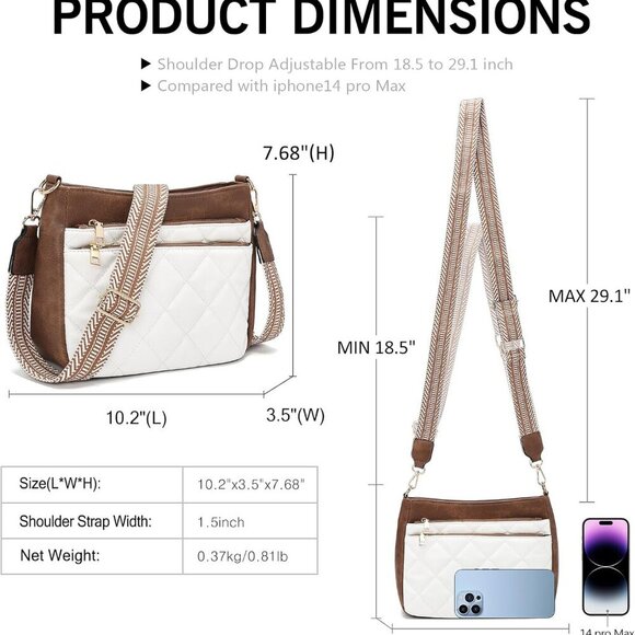 Trendy Quilted Crossbody Bag for Women - Chic Vegan Leather Shoulder Purse - Picture 3 of 7